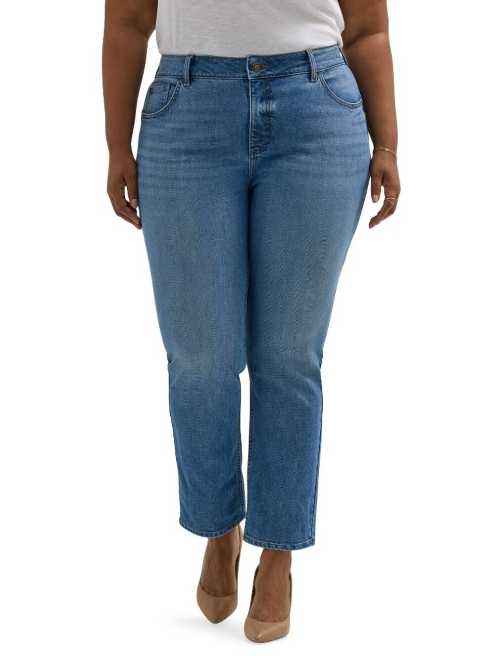 Women's Lee Plus Midrise Relaxed Fit Straight Leg Jeans, Size 16W,